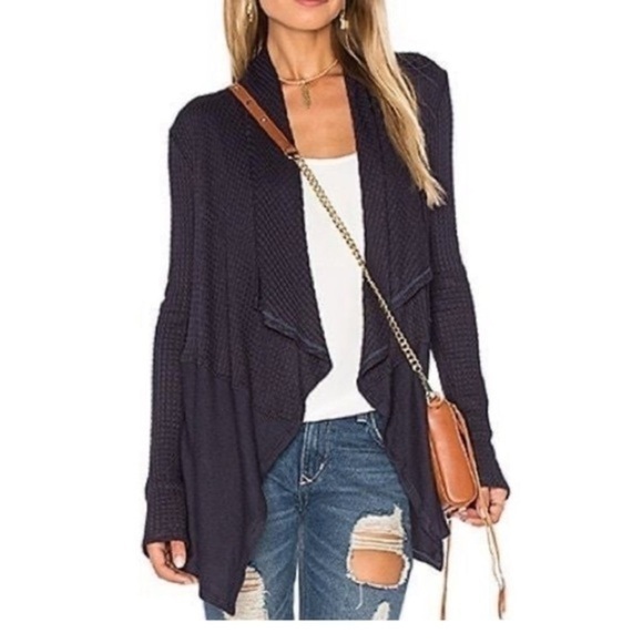 Velvet by Graham & Spencer Sweaters - Velvet Graham Spencer Blue Waffle Knit Cardigan Small